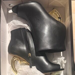 INC International Concepts Black and Gold Heeled Boots